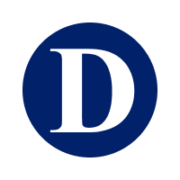 a white "d" in a blue circle which is the mail logo of the site
